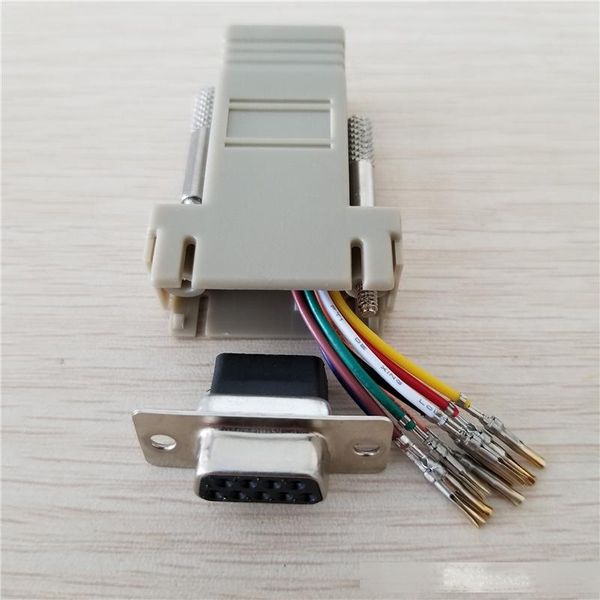 

10pcs/lot rj45 female to db9 rs232 female com port modular adapter extender