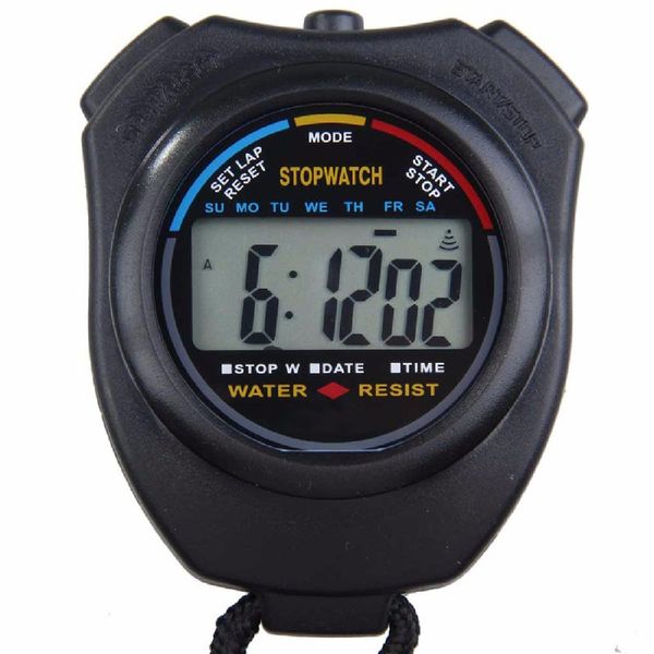 Timer digitale impermeabile in ABS Cronografo LCD portatile professionale Cronometro sportivo portatile Cronometro con cordino