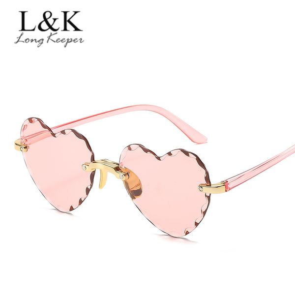 

longkeeper heart shaped sunglasses women brand designer fashion rimless sun glasses cute retro gradient shades eyewear, White;black