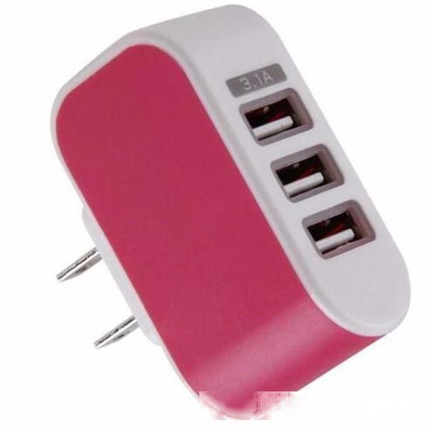 

wholesale 3 usb ports 3a us usa ac home wall charger adapter power plug for iphone 4 5 6 7 for samsung s7 s6 note 2 3 ing