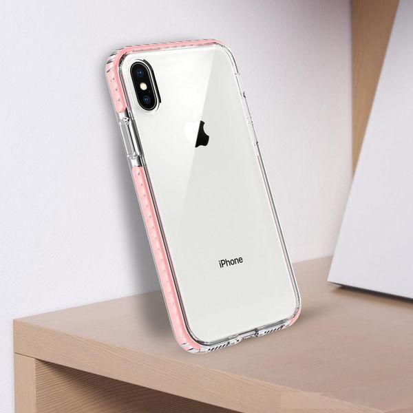 

clear hard pc back with soft tpu tpe bumpers pink phone case for iphone xs max
