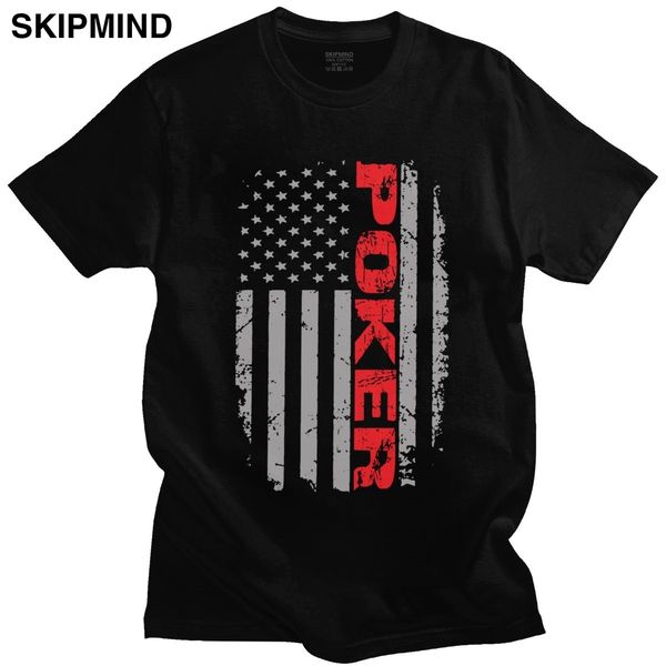 

america and poker flag t shirt for men soft cotton leisure t-shirt o-neck short sleeved card games lover tee clothing merch