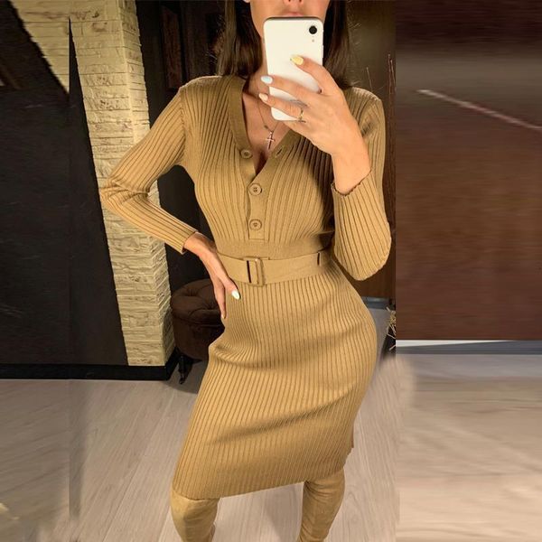 

long knit single breasted a line dress v neck women sweater dresses winter thick warm midi christmas party dress, White;black