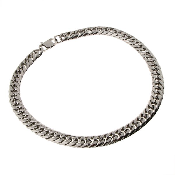 

men boy silver tone curb cuban link stainless steel necklace biker jewelry 60cm