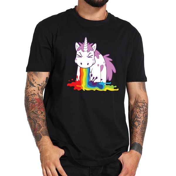

unicorn t shirt rainbow funny spoof 100% cotton white black cartoon t-shirt gift eu size