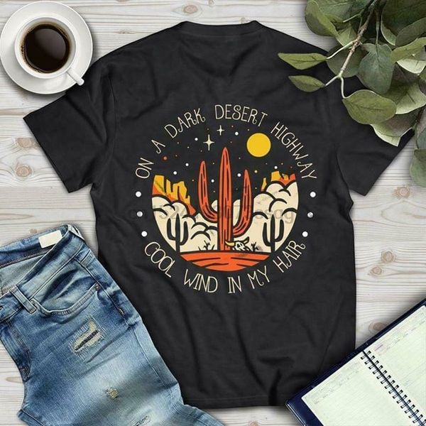

кактус на темном desert highway прохладный ветер в волосах мужчины t-shirt black хлопок