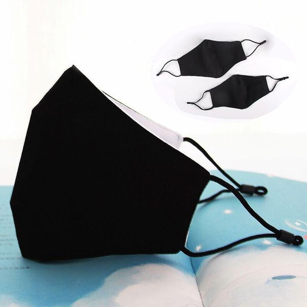 

dhl fast ship breathable 2 layers black washable cloth mask adjustable pm2.5 anti-dust mask for kids adults