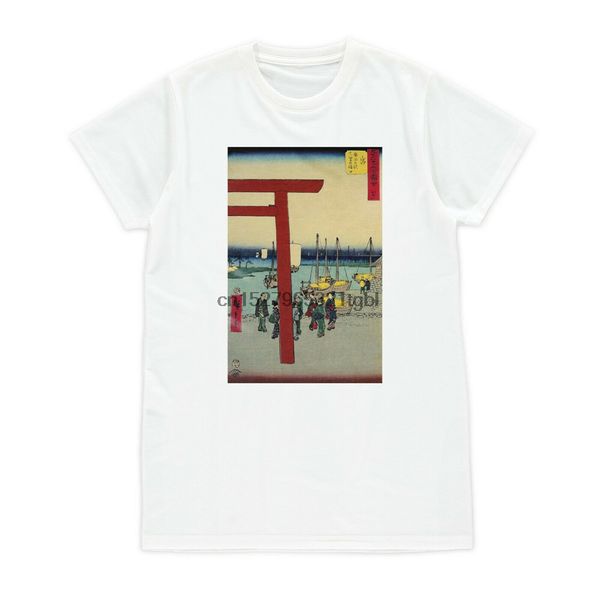 

japanese ukiyo-e t shirt woodblock art hiroshige torii gate wave womens mens tee custom printed tee shirt