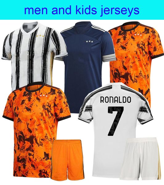 

20 21 ronaldo palace soccer jerseys juve home away third de ligt dybala higuain buffon men kids football shirt kits 2020 2021 man jersey, White;black