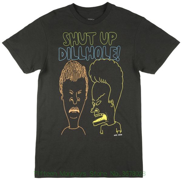 

print t shirt o-neck short beavis and butthead shut up dillhole regular fit t-shirt retro mtv tee men black tee plus size