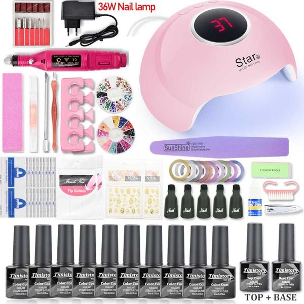 

nail art kits manicure set with lamp kit uv led for sets 10pcs 8ml gel polish varnish tools