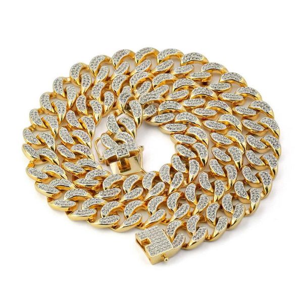 

hip hop gold color iced out cz miami cuban chain necklace copper gold silver color plated men hip hop rock jewelry choker