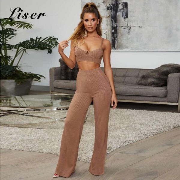 

liser 2020 new summer women pants strapless two pieces set bandage pants bodycon elegant club celebrity party pant vestidos, Blue