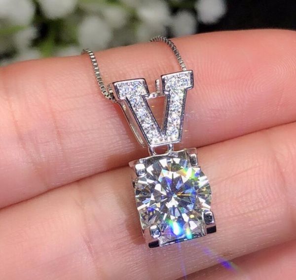 

sterling silver s925 1ct moissanite diamond necklace pendant silver chain wedding engagement women gift d/vss1 excellent cut hip hop punk
