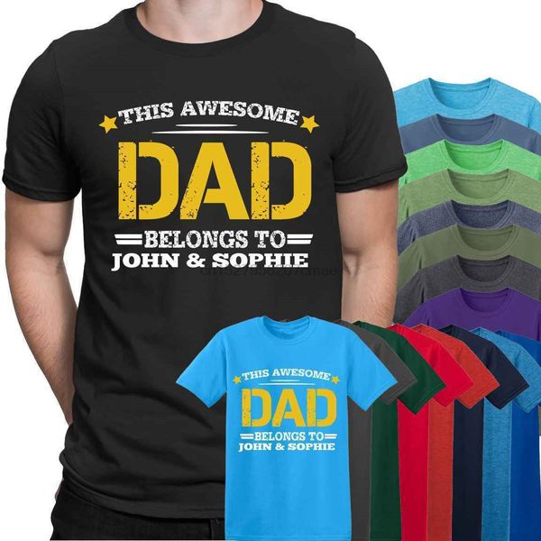 

father day gift this awesome dad belongs to customize name mens t-shirt daddy