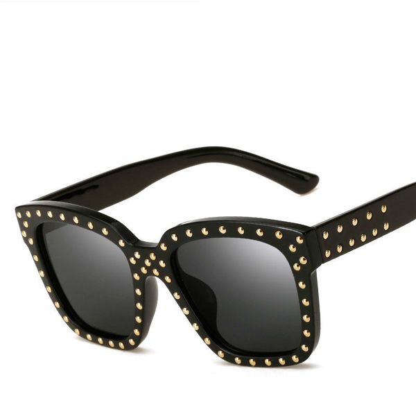 

sunglasses mens brand designer male de sol oculos masculino women rivet oversized coating sun glasses vintage squared shadow, White;black