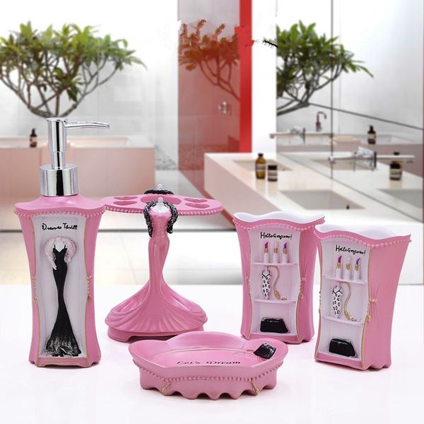 

guanchong five pieces set wash set bathroom supplies kit fashion with teeth shukoubei resin soap dish toothbrush holder