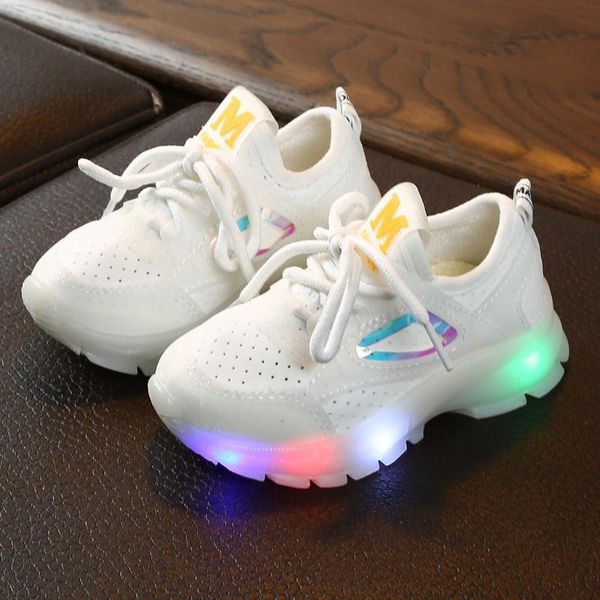 

toddler kids shoes children baby girls boys breathable mesh led luminous sport run baby sneakers shoes tenis infantil zapatos, Black