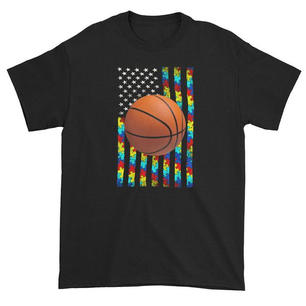 

autism awareness american flag basketball s-3xl for youth middle-age old age tee shirt