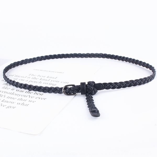 

women's simple all-match korean casual woven fashionable women's waist chain knot small thin belt with skirt decorative belt waist, Black;brown