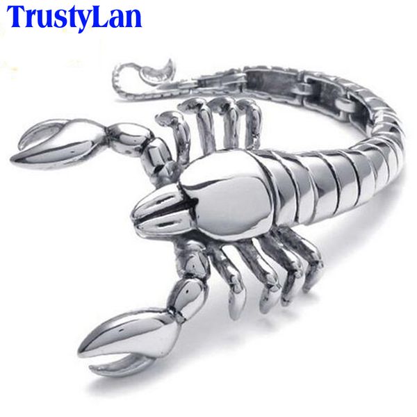 

punk rock scorpion wrap браслет для мужчин luxury shiny из нержавеющей стали мужские браслеты браслеты 2020 лучшие друзья ювелирные подарки, Golden;silver