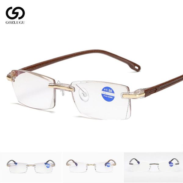 

a large number of ultra-light frameless reading glasses ladies men's transparent lens anti-bright computer glasses, White;black