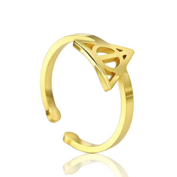 

adjustable ring for women accesories fashion stainless steel jewelry opening inspired deathly gold triangle ring men, Golden;silver