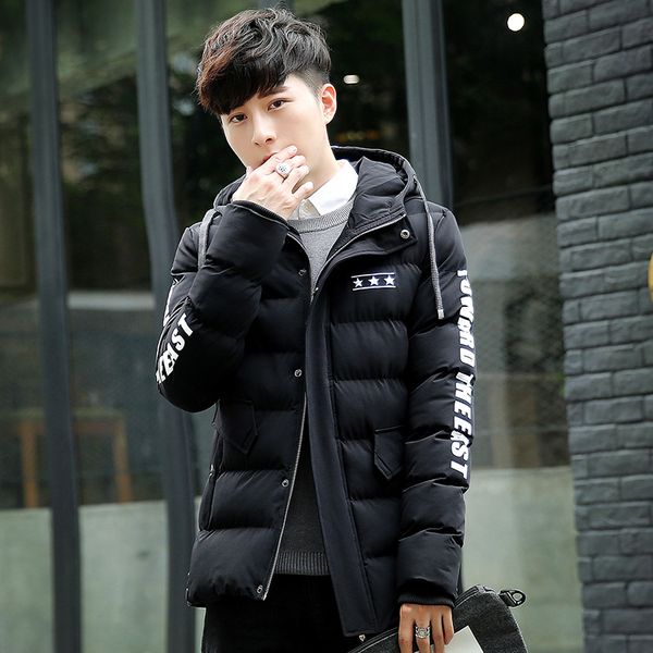 

men's down & parkas jacket cotton winter 2021 thicken korean slim short, Black