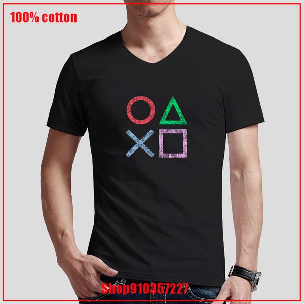 

retro splash design ps gaming vintage ps5 ps2 ps3 ps4 xbox game play station v-neck t-shirt cozy and breathable all cotton top