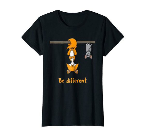

be different funny red fox black t-shirt s-3xl new cool tee shirt