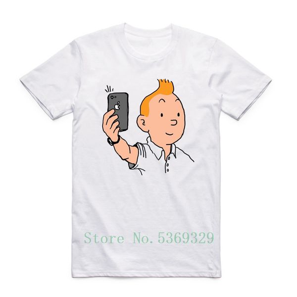 

asian size men women short sleeves tintin cartoon t-shirt printing o-neck summer polyester tshirt