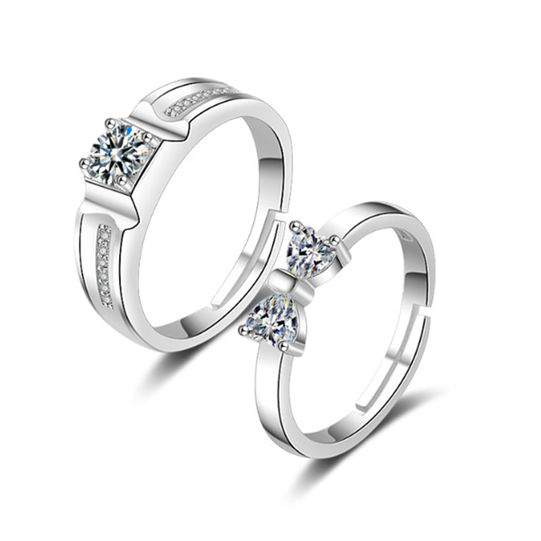 

fashion light luxury women bowknot zircon popular men's couple engagement wedding ring valentine's day gift jewelry wholesale, Slivery;golden