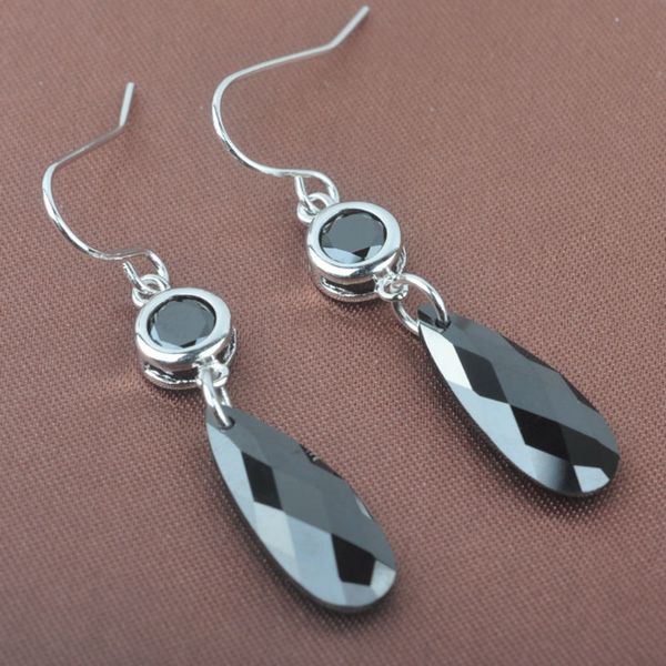 

new brand black cubic zirconia for women jewelry drop earrings ls0132, Silver