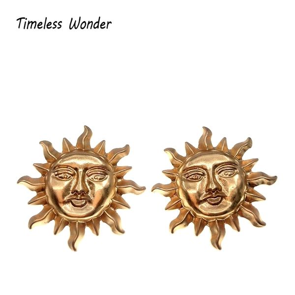 

timeless wonder stunning retro smile sun face stud statement earrings women jewelry gothic kpop unique punk hiphop bontique 3377 200921, Golden;silver