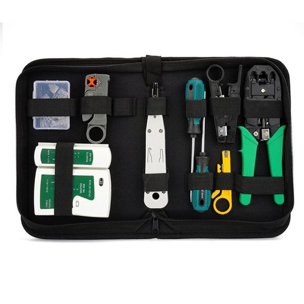 

10pcs/set network crystal head wiring repair tool set cable tester wire cutter screwdriver three-purpose cable clamp tester tool
