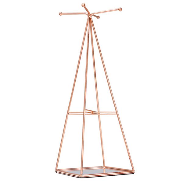 

nordic style wrought iron jewelry storage rack creative jewelry earrings display storage shelf makeup organizer, Pink;blue