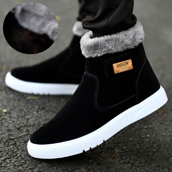 

boots autumn and winter korean version of snow men warm plus velvet shoes trend high cotton, Black