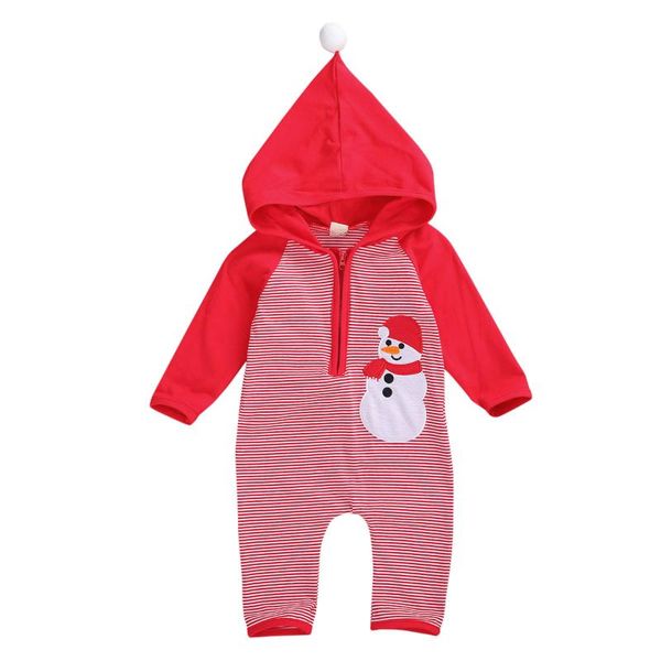 

christmas baby girls boys clothes rompers 0-12m cartoon striped print long sleeve hooded zipper jumpsuits, Blue