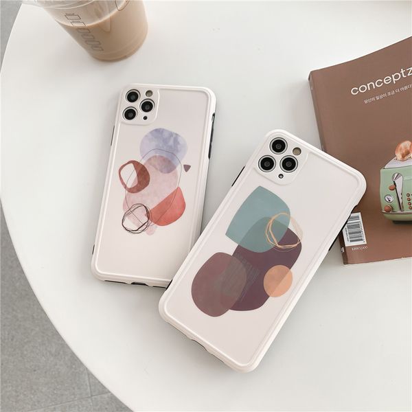 

камера защиты телефона чехол для iphone 11 por max x xs max xr 7 puls случаи искусство ретро абстрактной геометрии крышки силикона высокого