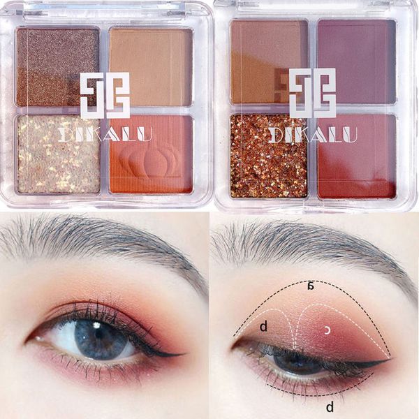 

dikalu 4 color eyeshadow pallete makeup palette of shadows glitter the shadows pearlescent waterproof sequin eye shadow