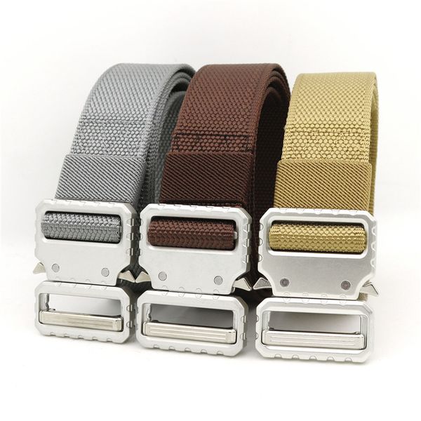 

эластичный пояс мужчины алюминиевый сплав черный съемные пряжки тактические ремни дышащий нейлон комфортное мужской джинсы пояса высокого ка, Black;brown