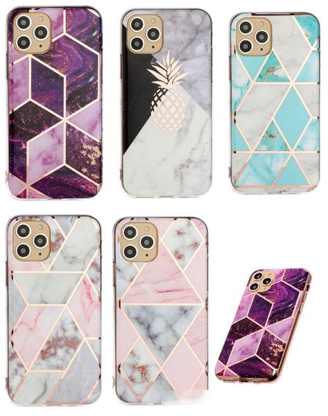 

marble soft tpu imd case for huawei y6 y7 2019 p20 lite p30 pro enjoy 7s p smart mate 30 plating pineapple luxury hybrid rock chromed cover