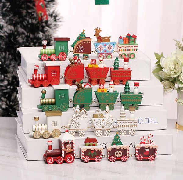 5 Renk Noel Ahşap Tren Çocuk Hediye Mutlu Noel Dekorasyon Ev Için Küçük Tren Popüler Dekor Noel Süsler 4 Knot Tren