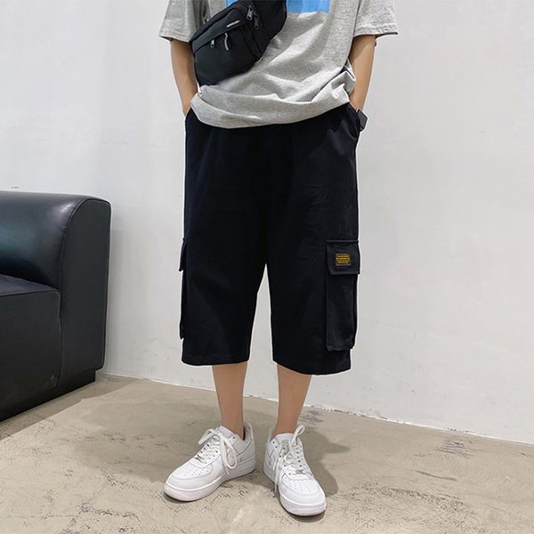 

men's shorts streetwear summer men casual side-pocket cargo pantalones cortos hombre 2021 bermuda short pants, White;black