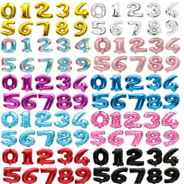 

baby shower number foil helium balloons rose gold silver pink blue black red happy birthday party decoration kids