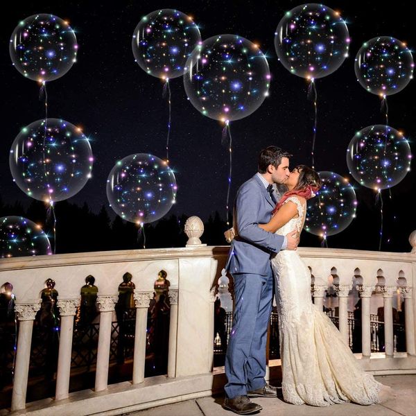 Palloncini luminosi, innovativo gadget LED, palloncini trasparenti galleggianti da 18 pollici per feste e matrimoni, luce notturna a corda luminosa riutilizzabile