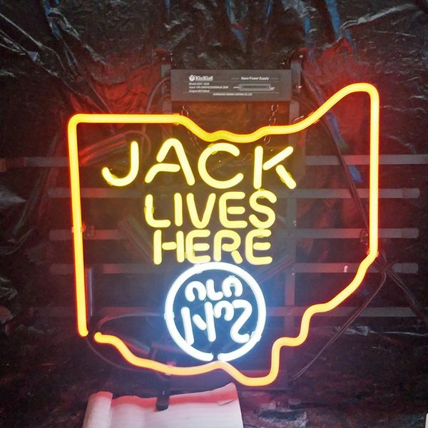 

jack lives here neon sign light outdoor bar club display entertainment decoration neon lamp light with metal frame backing