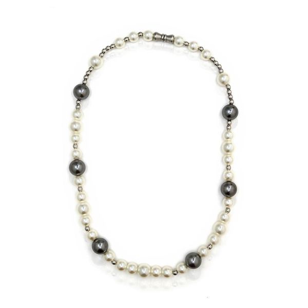 

chains rir fashion white black beads interlaced necklace exquisite wedding bridal lucky bridesmaid party jewelry, Silver