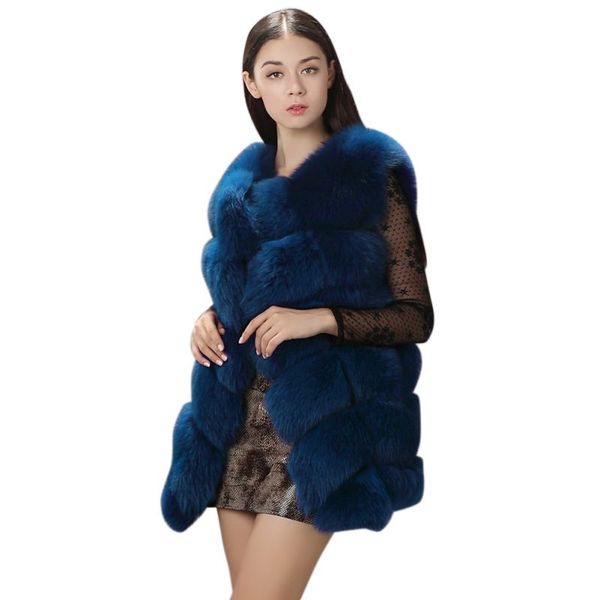 

winter women sleeveless thick warm faux fur slim with fur trim natural color open stitch plus size cardigan, Black