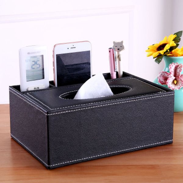 

tissue boxes & napkins creative leather box multi-purpose home living room deskremote control storage paper napkin customizable logo